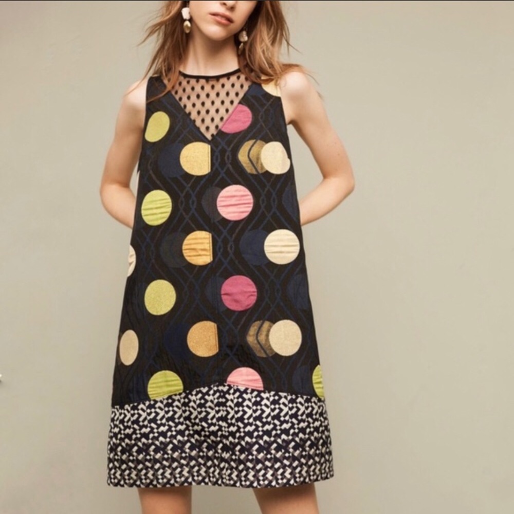 Anthropologie Maeve Polka Dot Shift Cocktail Dress
